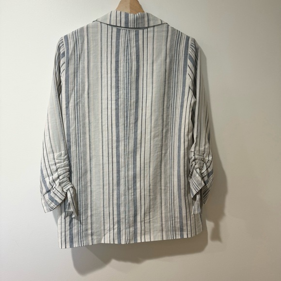 NWT Anthropolgie Drew Blue Stripe XS Linen Blazer - Picture 3 of 8